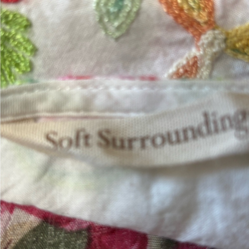 Soft Surroundings Floral Embroidered Blouse with floral contrast back - Picture 7 of 9